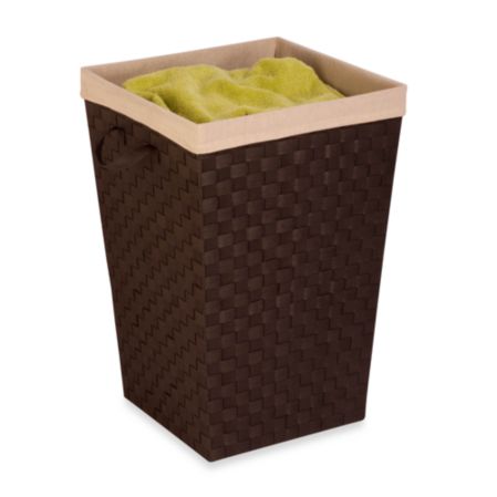 Woven Hamper with Liner in Espresso Brown
